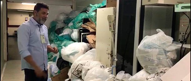 Sindate denuncia montanha de lixo nos corredores do HRT