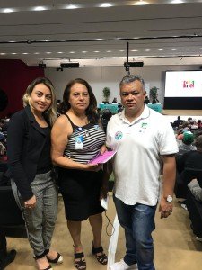 Os diretores do Sindate-DF Josy Jacob, Elza Aparecida e Newton Batista participaram do debate.