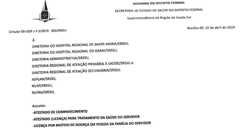Região de Saúde Sul revoga circular e atestados de até 3 dias voltam a ser avaliados pela chefia imediata