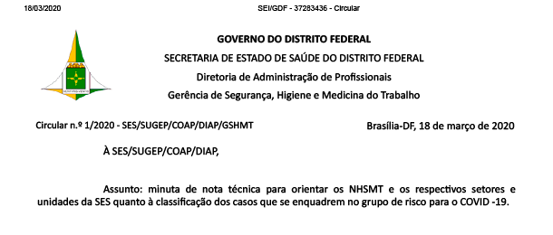Circular estabelece mudanças na rotina de trabalho de servidores da SES-DF