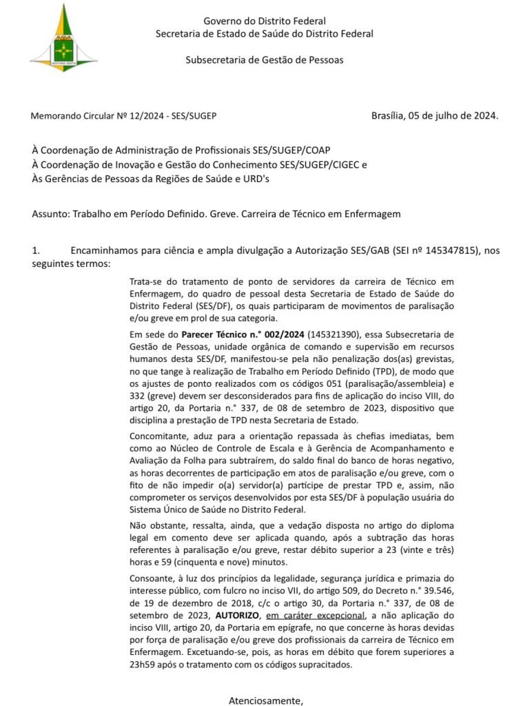 Técnicos em Enfermagem que participaram da Greve poderão fazer TPD